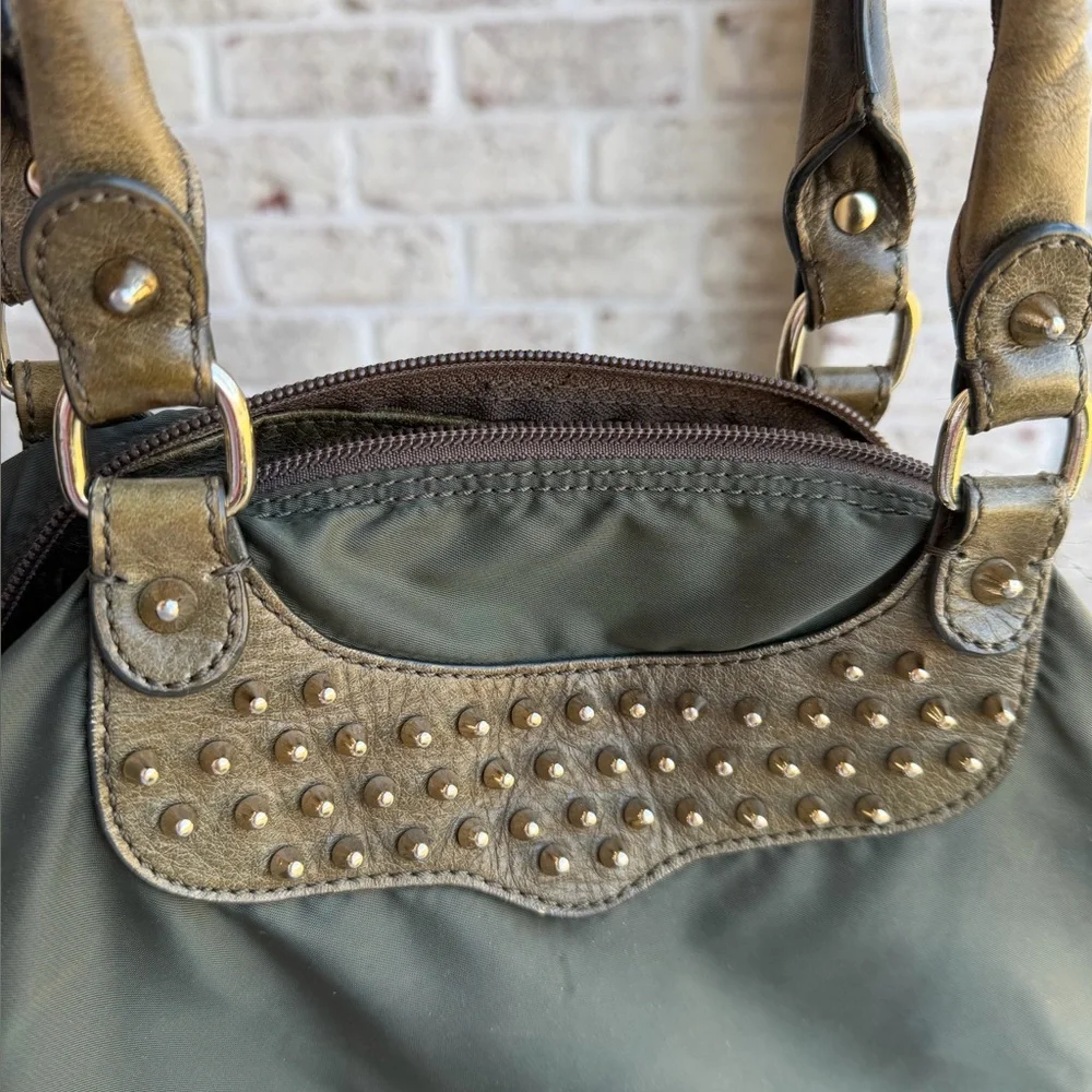 Rebecca Minkoff Nylon Bag. Olive Green Purse. Studded 18”x12” Designer